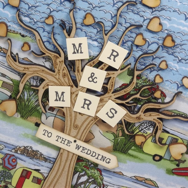 Mr and Mrs Wedding Day Fabric card