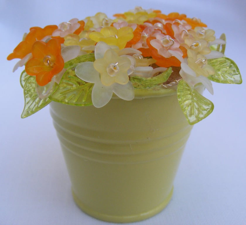 Handmade Yellow Bucket of Daffodils decoration. 