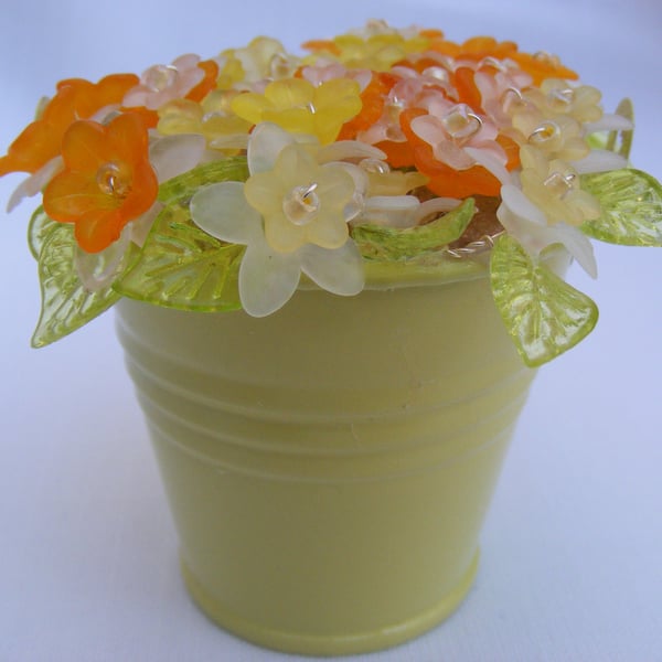 Handmade Yellow Bucket of Daffodils decoration. 