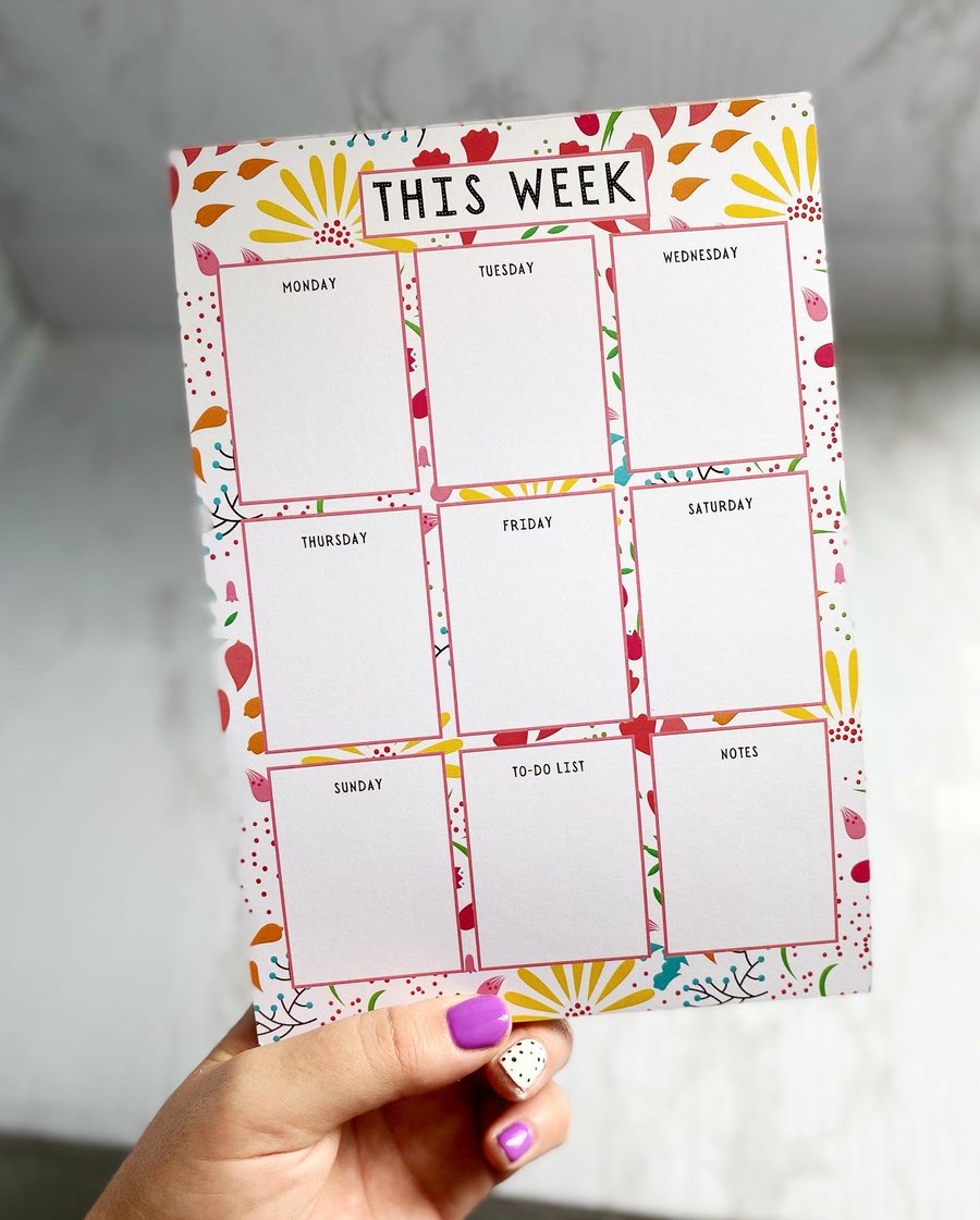 Summer Floral A5 Weekly Planner Notepad
