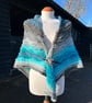 Blue Aquarius soft wool Triangle Lace and Texture Shawl Wrap - Image 1