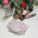 Reusable Bamboo Towelling Face Pads Pack of 7 - Pink & Purple Floral