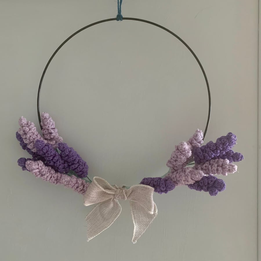 Lavender wreath, small crochet lavender wreath 