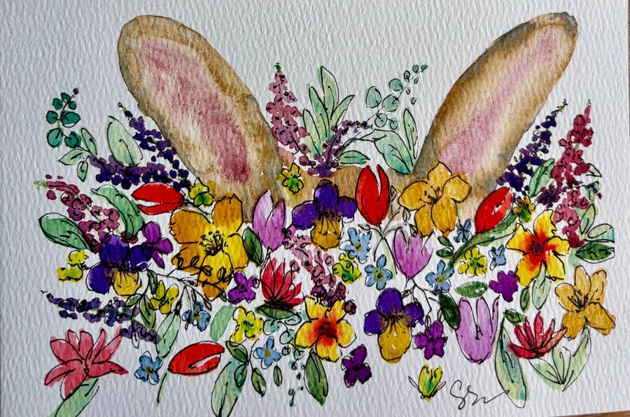  Bunny in the Flowers