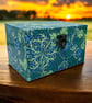 Wooden box decoupaged with William Morris inspired seaweed design