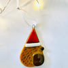 Hanging fused glass hedgehog Xmas tree decoration  