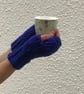 FINGERLESS MITTS , gloves ' Erme Trail '. Soft Wool blend. Cobalt blue. - Image 1