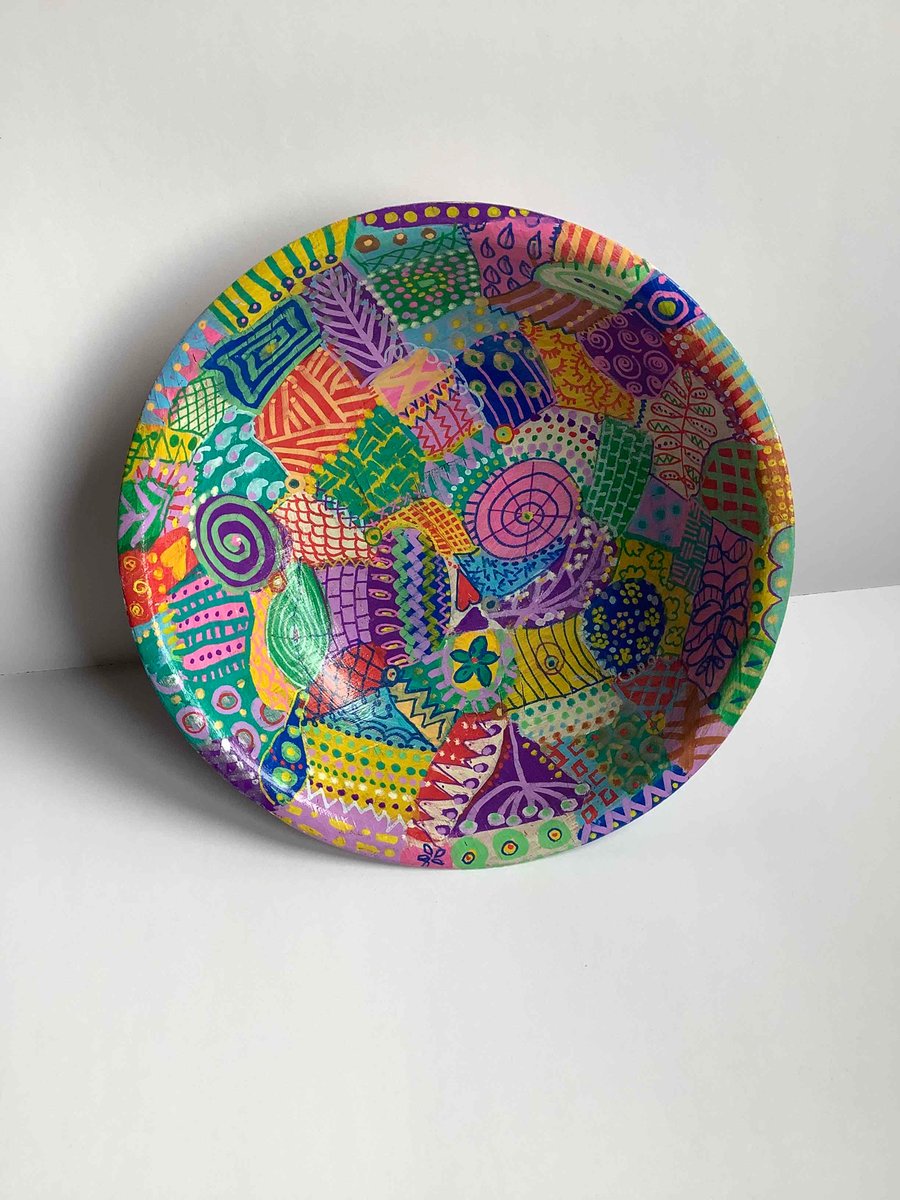 Up cycled hand painted bamboo bowl