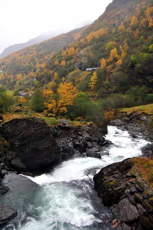 Waterfall Flamsdalen Valley Flam Norway Scandinavia Photograph Print