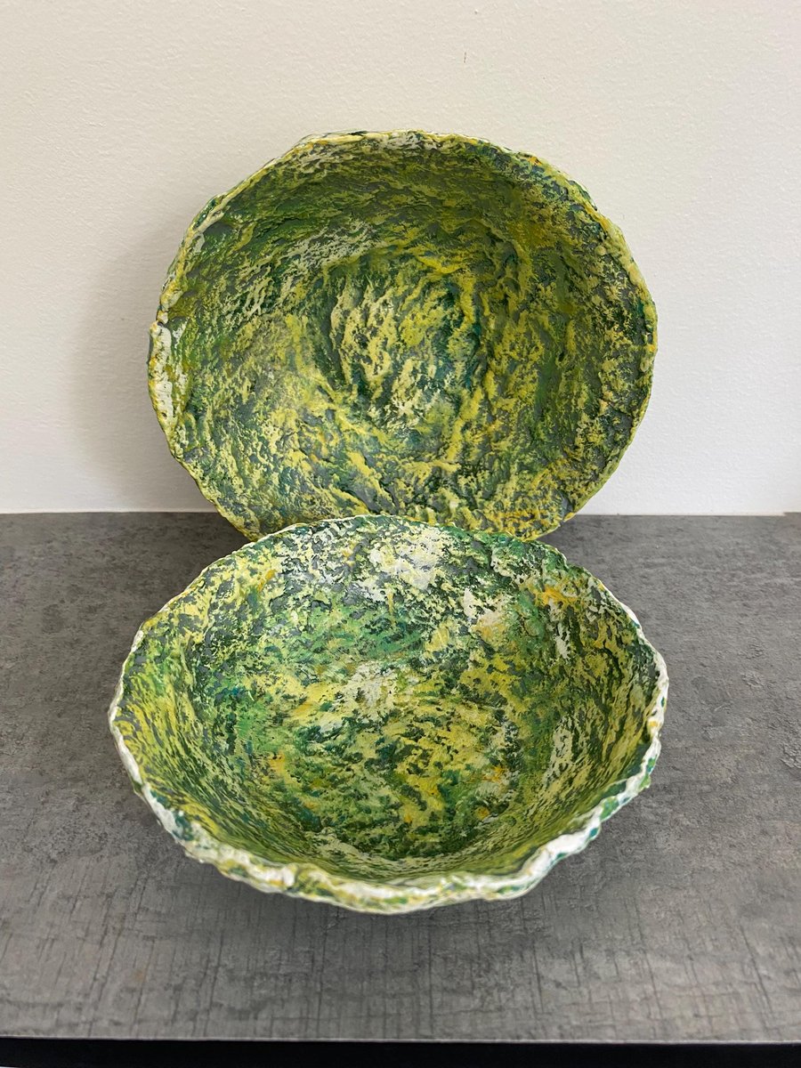 Wabi Sabi Paper Mache Bowls: Green Eclectic Sustainable Decor