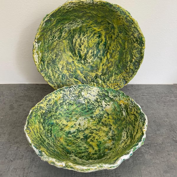 Wabi Sabi Paper Mache Bowls: Green Eclectic Sustainable Decor