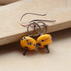 Yellow Blossom Lampwork Glass Bead and Copper Earrings
