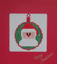 Handmade Cross Stitch Santa in Bauble Christmas Card – Red – 5 x 5 Inch - Image 4
