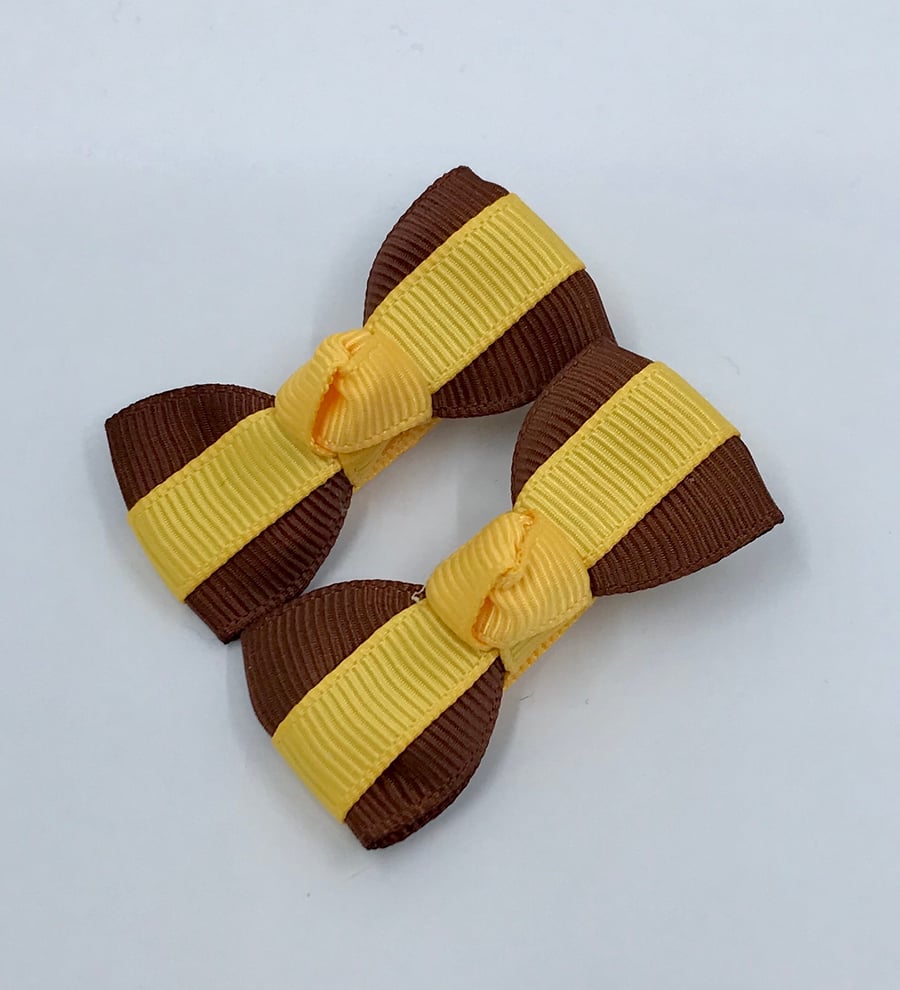 Itty Bitty Brown and Yellow Gold on Clips (pair)