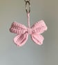 Pink Bow Crochet Keyring - Image 1