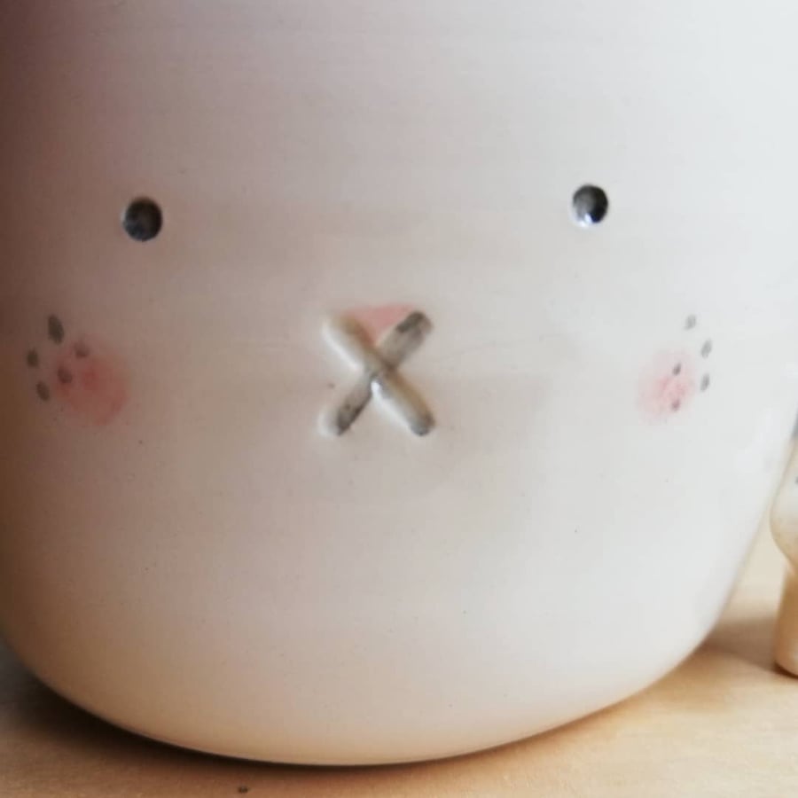 Ceramic bunny rabbit milk jug - handmade pottery creamer bunny lover gift idea