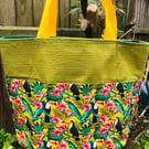 Tropical toucan tote bag; toucan print bag; tropical tote