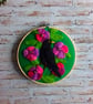 Needlefelted flowers and blackbird hoop picture  - Image 4