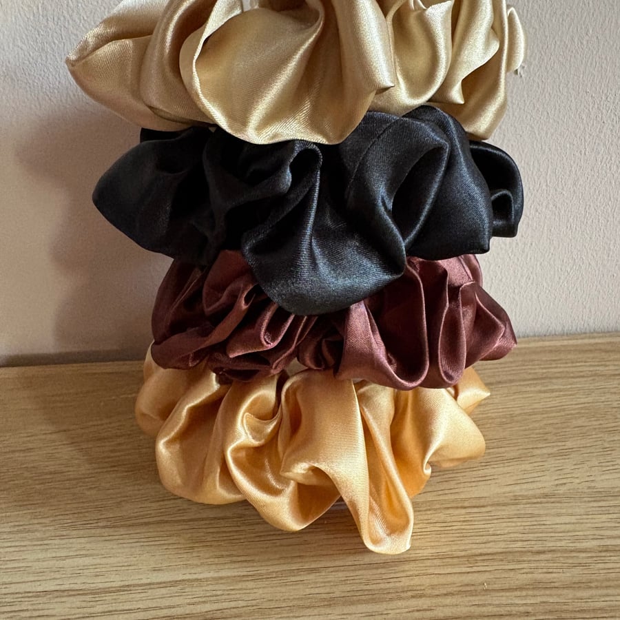 Pack of 4 Large satin scruchies