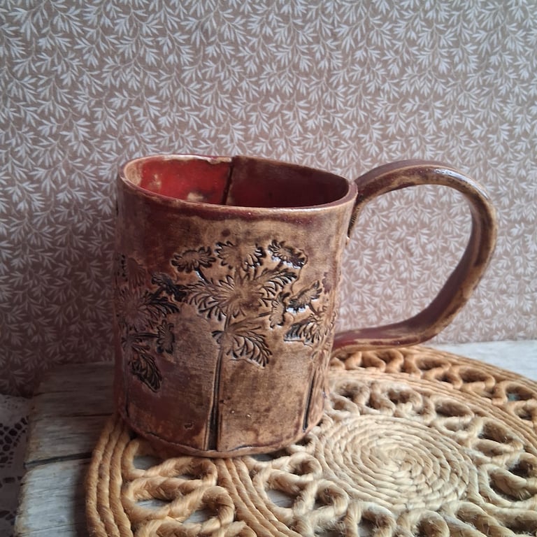 Tomato Chamomile Coffee mug Ceramic handmade ready to ship