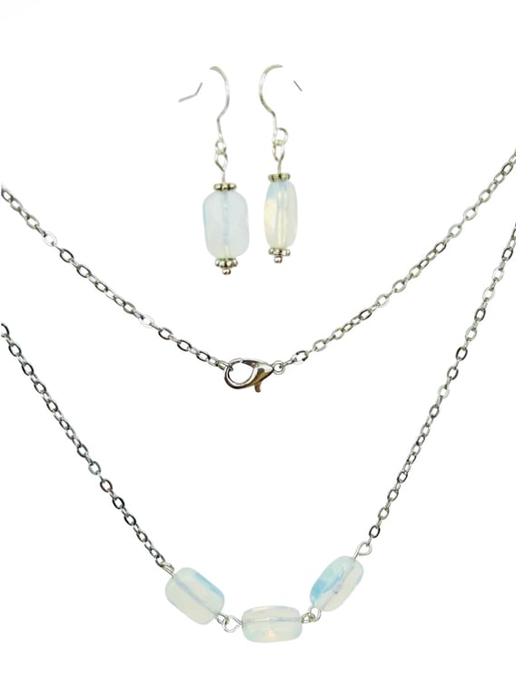 Moonstone necklace and earrings - Jewellery set - June Birthstone