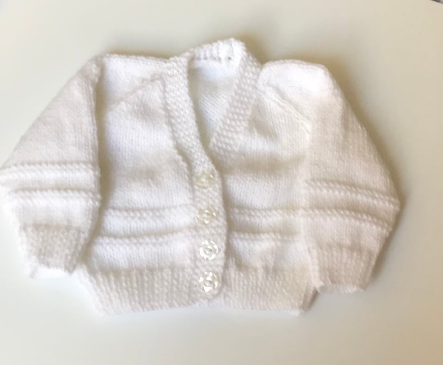 Baby cardigan white new baby knit 0-3 months