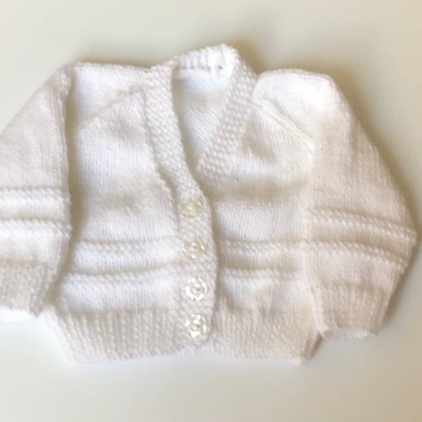 Baby cardigan white new baby knit 0-3 months