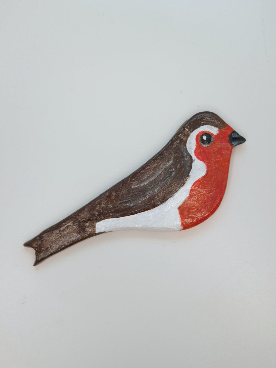 Clay robin fridge magnet, garden bird, kitchen gift for a bird lover