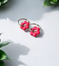 Fire Red Flower Hoop Earrings - Image 2