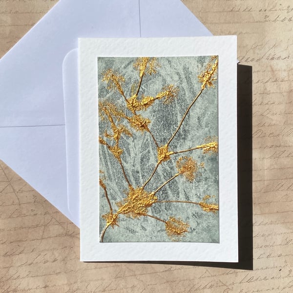 Golden Wildflowers in Mist – Hand-Painted Greeting Card