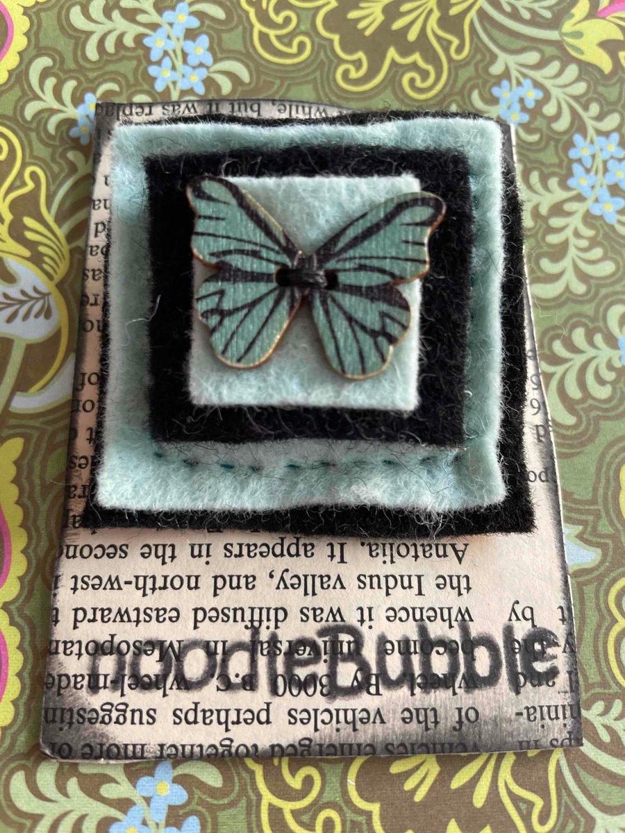 Blue and black Butterfly Felt Brooch 