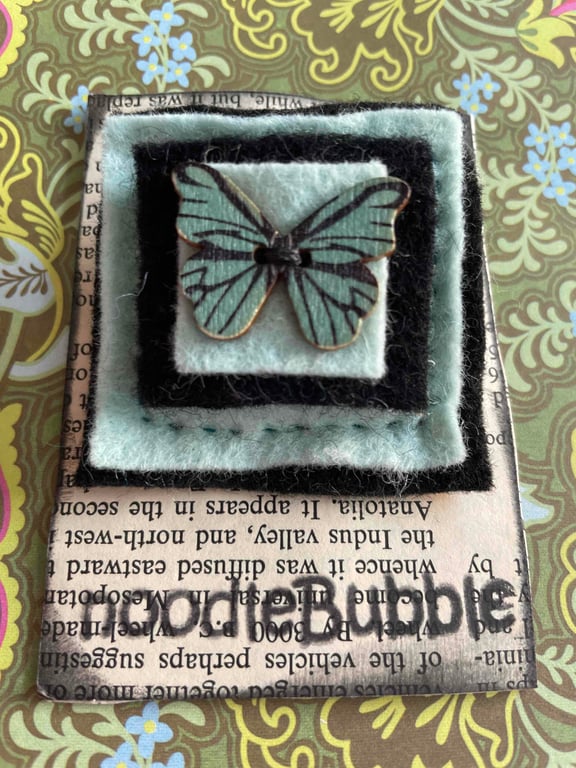 Blue and black Butterfly Felt Brooch 