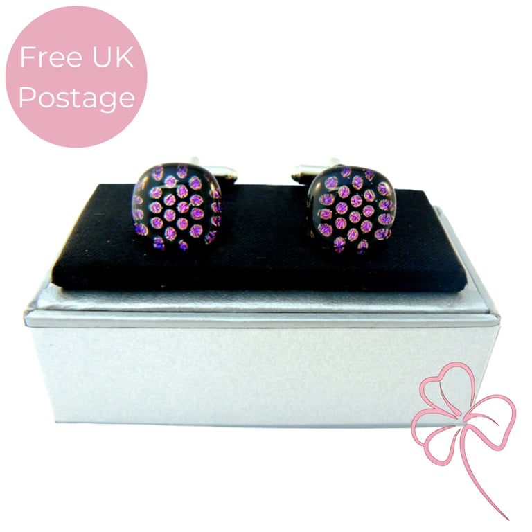 Polka Dot Fused Glass Cuff Links