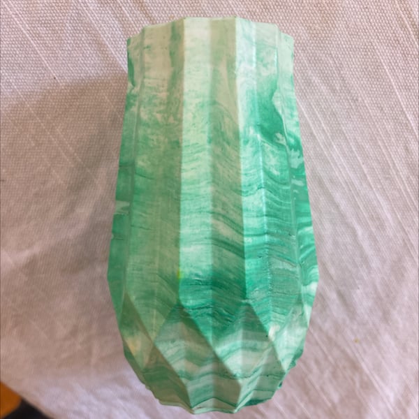 Mint swirl, faceted eco resin vase