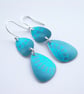 Pebble shaped mid century style teal drop seed head earrings - Image 2