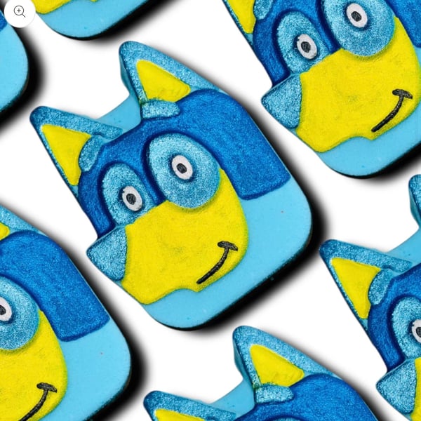 Blue Dog Bath Bombs, blue slush, TV character, bath bombs for kids