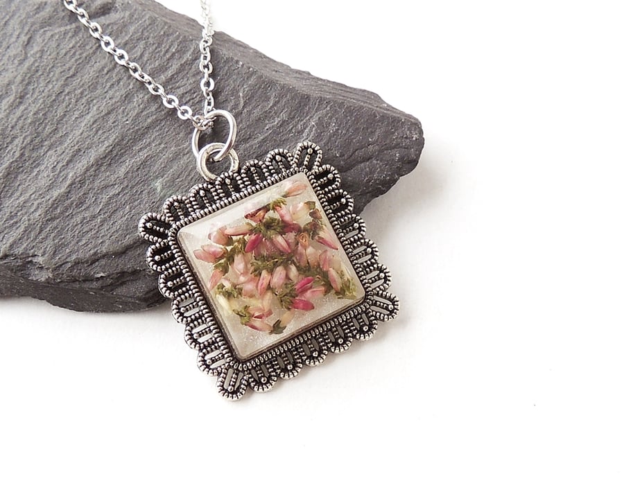 Square Pink Heather Necklace (2002)