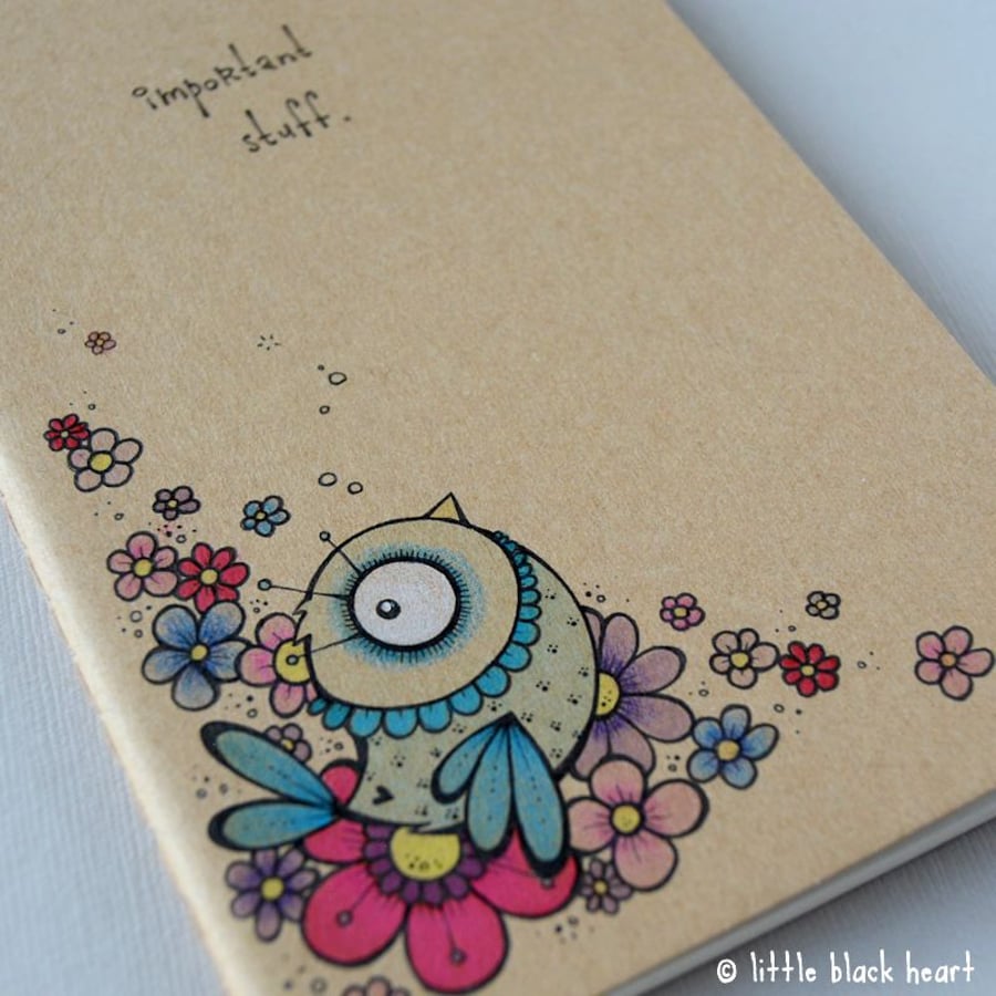 pocket notebook with hand drawn illustration - important stuff