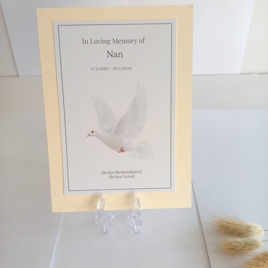 Personalised Memorial Keepsake Card, In Loving Memory Gift, Remembrance Keepsake