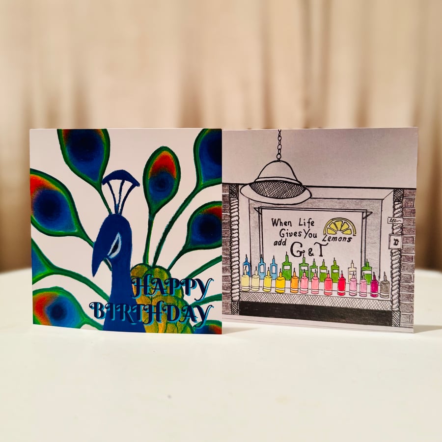 Birthday and greeting cards based on hand-drawn designs, with surprises inside