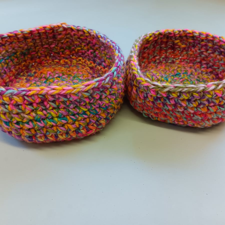 Crochet Nesting Baskets (Pink Fusion) - set of 2, so practical!