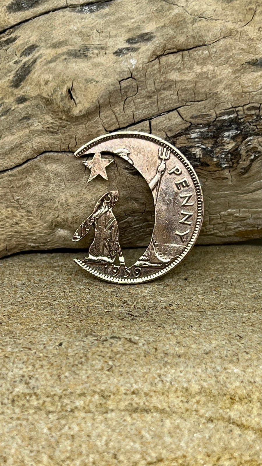 Special Gift for that Special Someone,I love you More hare & moon penny pendant