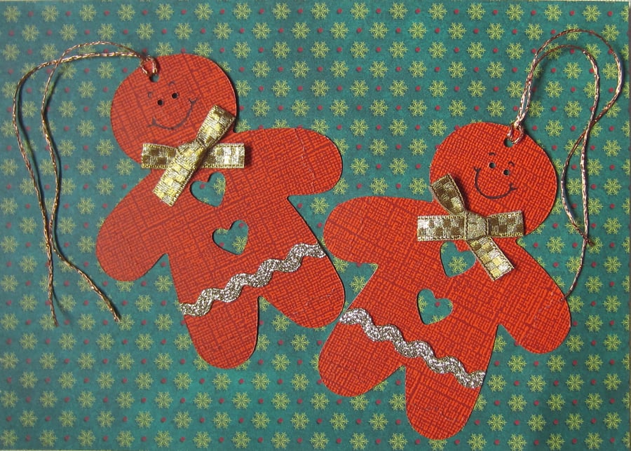 2 Gingerbread Men Christmas Gift Tags