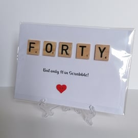 40th Birthday scrabble greetings card