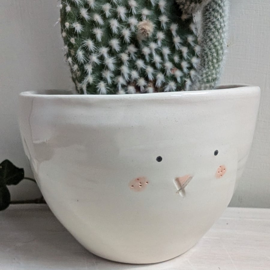 Ceramic bunny rabbit succulent plant pot - handmade pottery planter gift