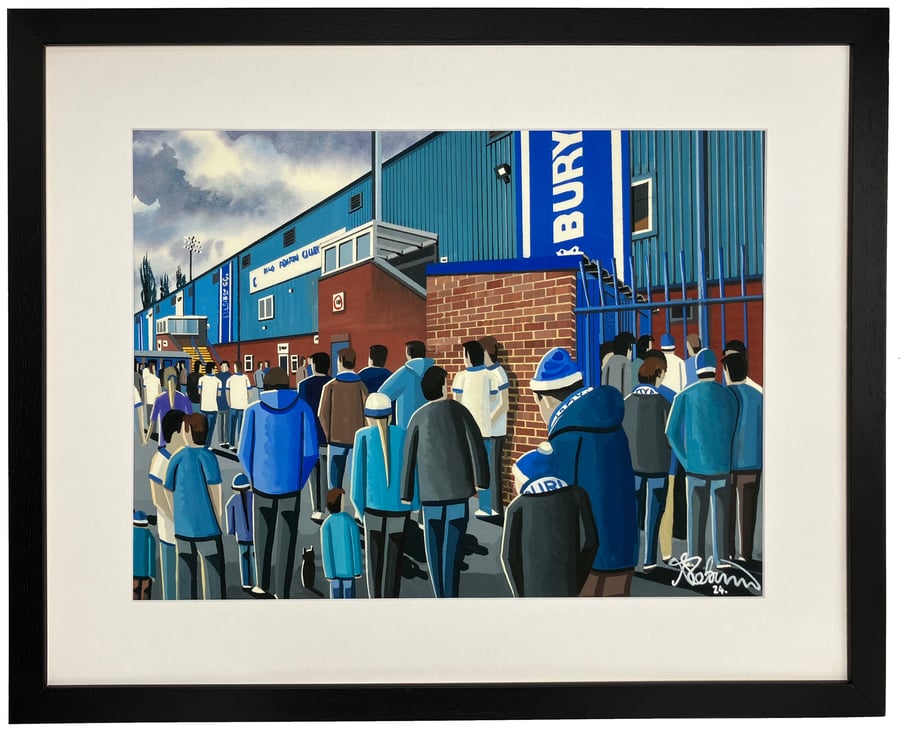 Bury F.C, Gigg Lane Stadium, Framed Football Art Print. 20" x 16" Frame