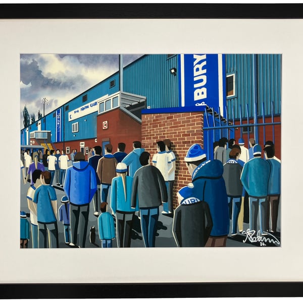 Bury F.C, Gigg Lane Stadium, Framed Football Art Print. 20" x 16" Frame