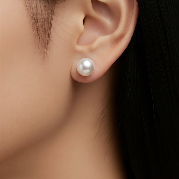 10mm Button Freshwater Pearl Sterling Silver Stud Earrings
