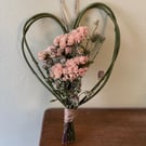 Dried Flower and Foliage Heart Shape Decoration. Handmade. 16x11cm