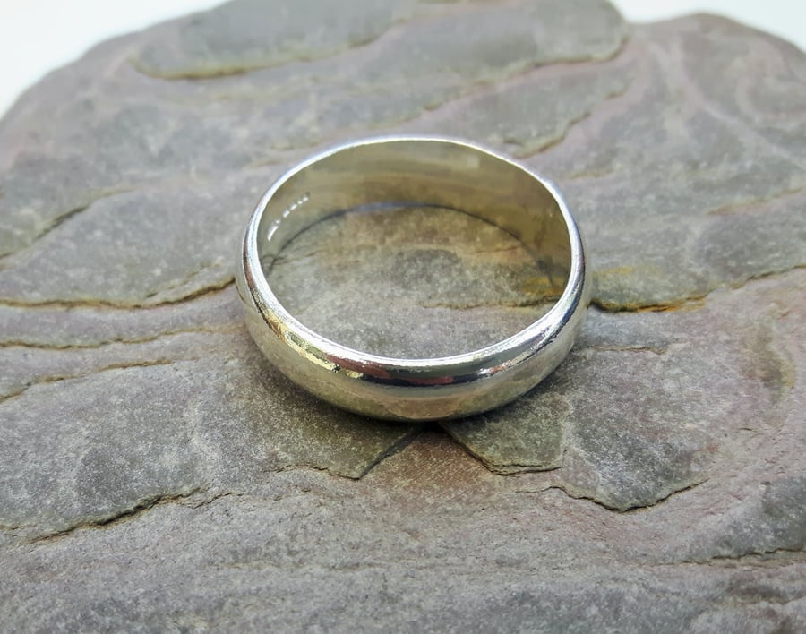 Silver Ring, classic style, large size, Man's ring, Hallmarked